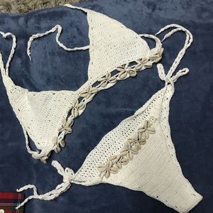 Crochet handmade bikini with shells